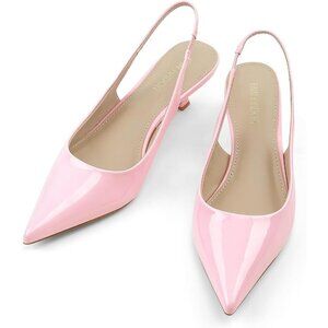 Women Slingback Low Heel Pumps Dressy Kitten Heels Sandals Wide Width Shoes